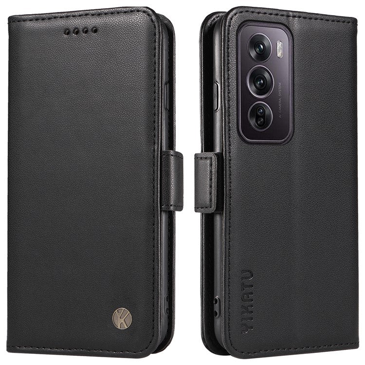 YIKATU YK-003 For Oppo Reno12 Pro 5G (Global) / (China) Case Side Clasps Anti-drop Leather Phone Cover - Black