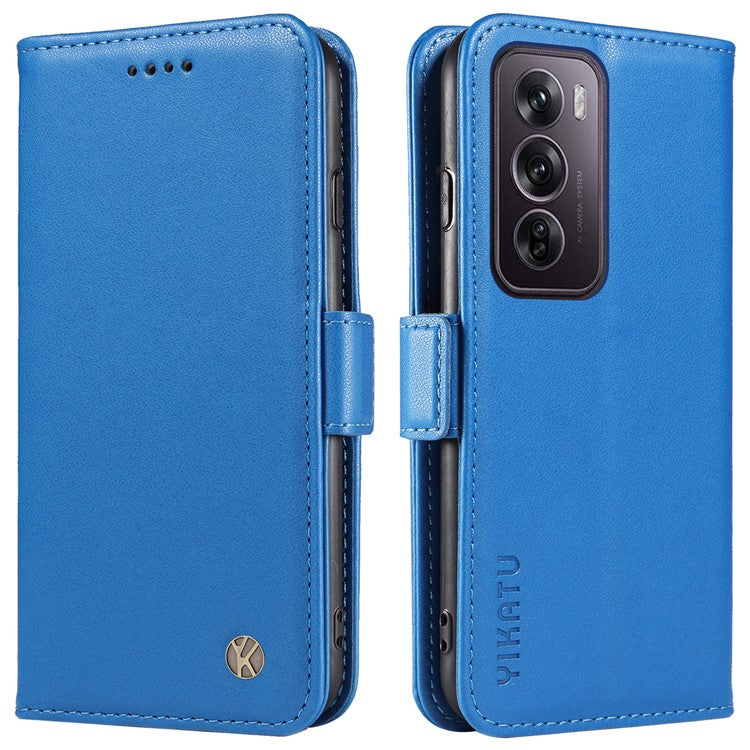 YIKATU YK-003 For Oppo Reno12 Pro 5G (Global) / (China) Case Side Clasps Anti-drop Leather Phone Cover - Sky Blue