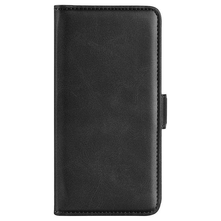 For Samsung Galaxy S24 FE Stand Case Calf Texture Leather Phone Cover with Wallet - Black