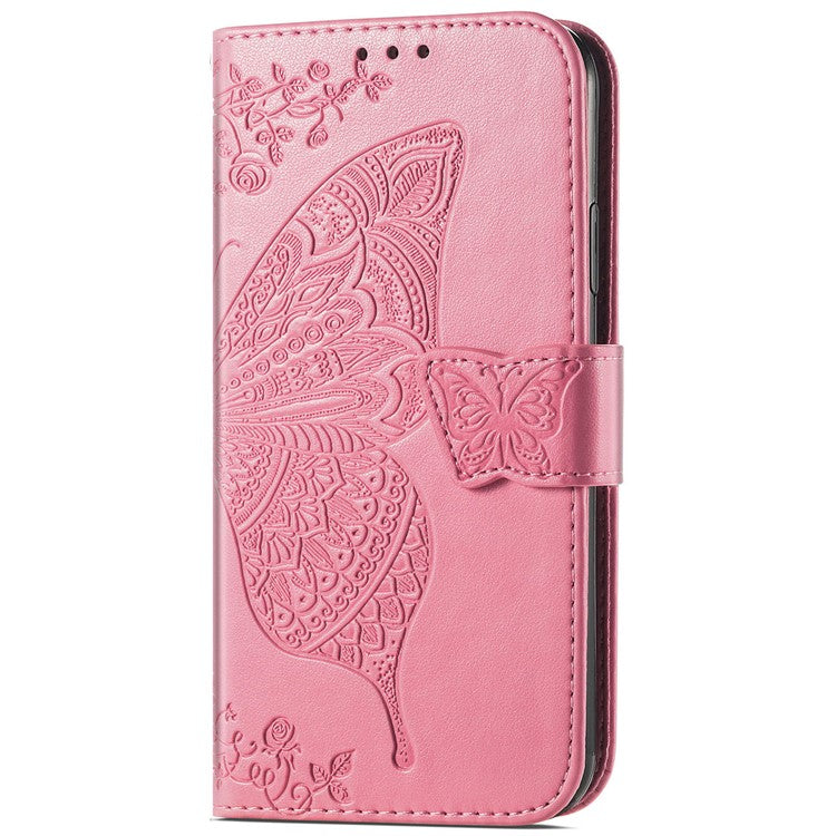 For Google Pixel 8a Case Butterfly Leather Wallet Stand Phone Cover - Pink