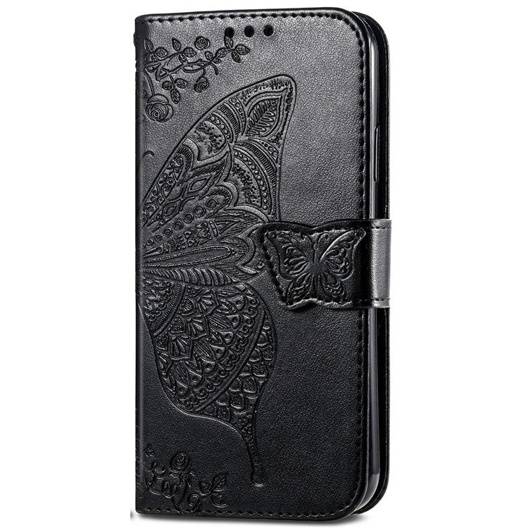 For Google Pixel 8a Case Butterfly Leather Wallet Stand Phone Cover - Black