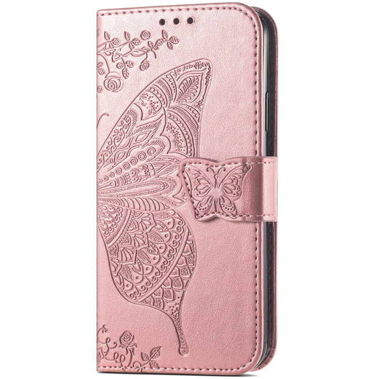 For Google Pixel 8a Case Butterfly Leather Wallet Stand Phone Cover - Rose Gold