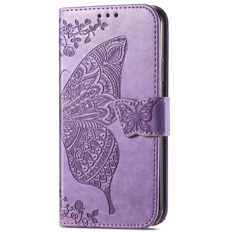 For Google Pixel 8a Case Butterfly Leather Wallet Stand Phone Cover - Light Purple