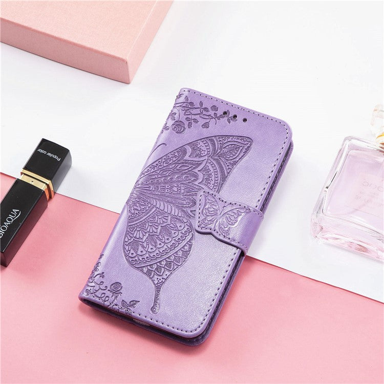 For Google Pixel 8a Case Butterfly Leather Wallet Stand Phone Cover - Light Purple