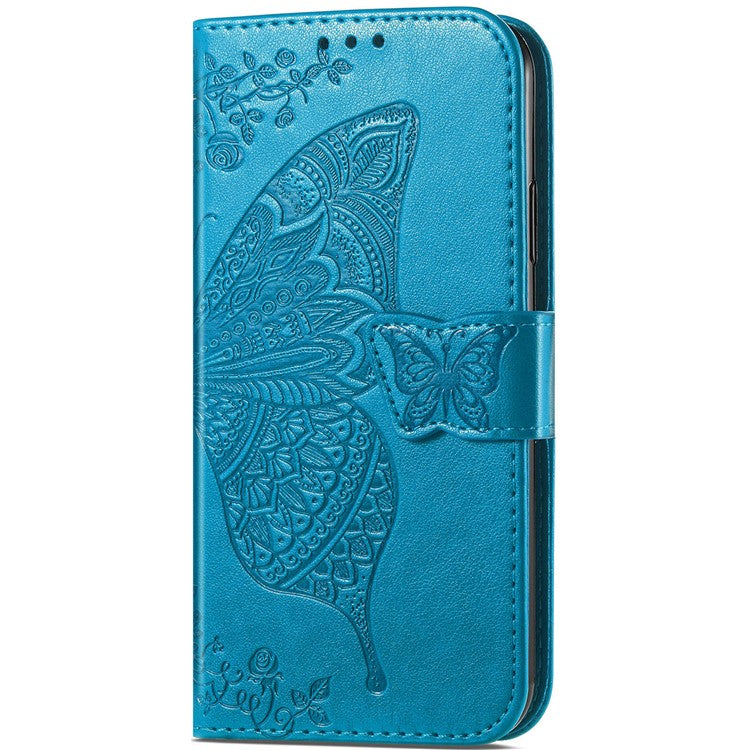 For Google Pixel 8a Case Butterfly Leather Wallet Stand Phone Cover - Blue