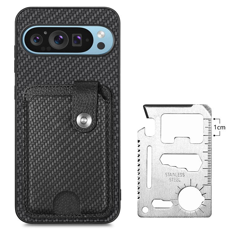 Style B C1-06 For Google Pixel 9 Case Leather+PC+TPU Kickstand Phone Cover with Card Knife - Black