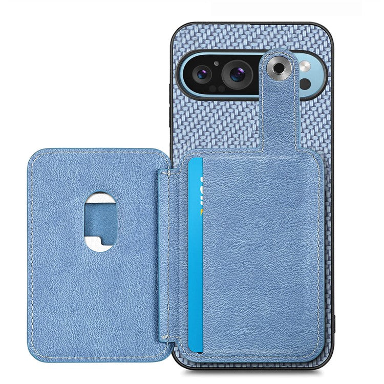 Style B C1-06 For Google Pixel 9 Case Leather+PC+TPU Kickstand Phone Cover with Card Knife - Blue