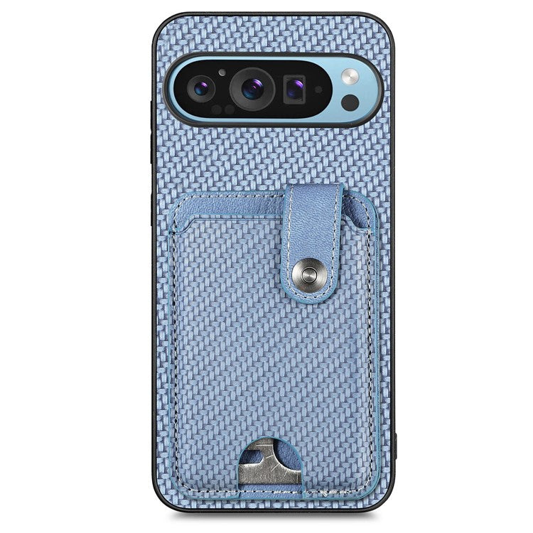 Style B C1-06 For Google Pixel 9 Case Leather+PC+TPU Kickstand Phone Cover with Card Knife - Blue