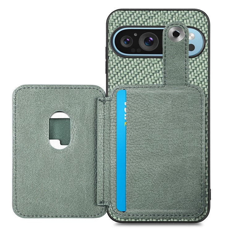 Style B C1-06 For Google Pixel 9 Case Leather+PC+TPU Kickstand Phone Cover with Card Knife - Green