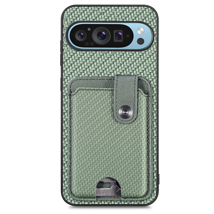 Style B C1-06 For Google Pixel 9 Case Leather+PC+TPU Kickstand Phone Cover with Card Knife - Green