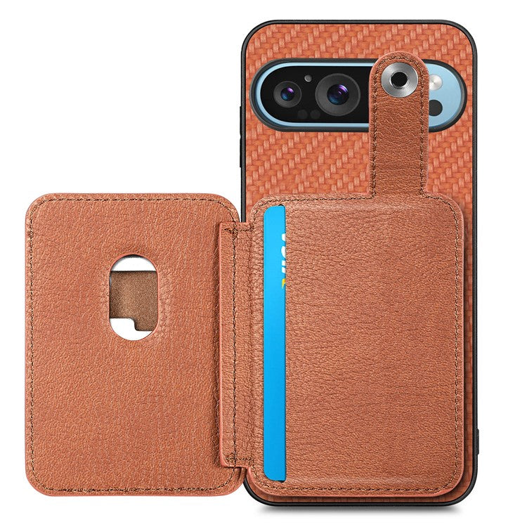 Style B C1-06 For Google Pixel 9 Case Leather+PC+TPU Kickstand Phone Cover with Card Knife - Brown