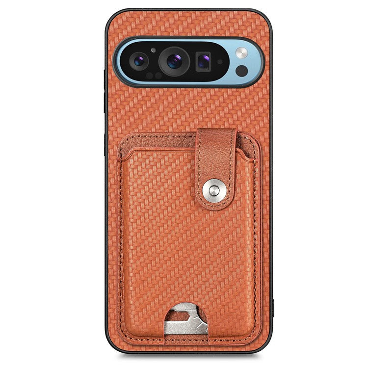 Style B C1-06 For Google Pixel 9 Case Leather+PC+TPU Kickstand Phone Cover with Card Knife - Brown