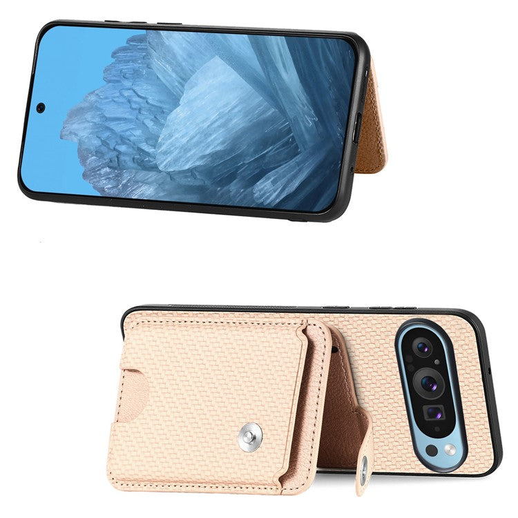 Style B C1-06 For Google Pixel 9 Case Leather+PC+TPU Kickstand Phone Cover with Card Knife - Khaki