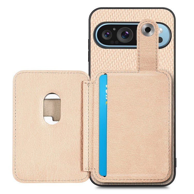 Style B C1-06 For Google Pixel 9 Case Leather+PC+TPU Kickstand Phone Cover with Card Knife - Khaki