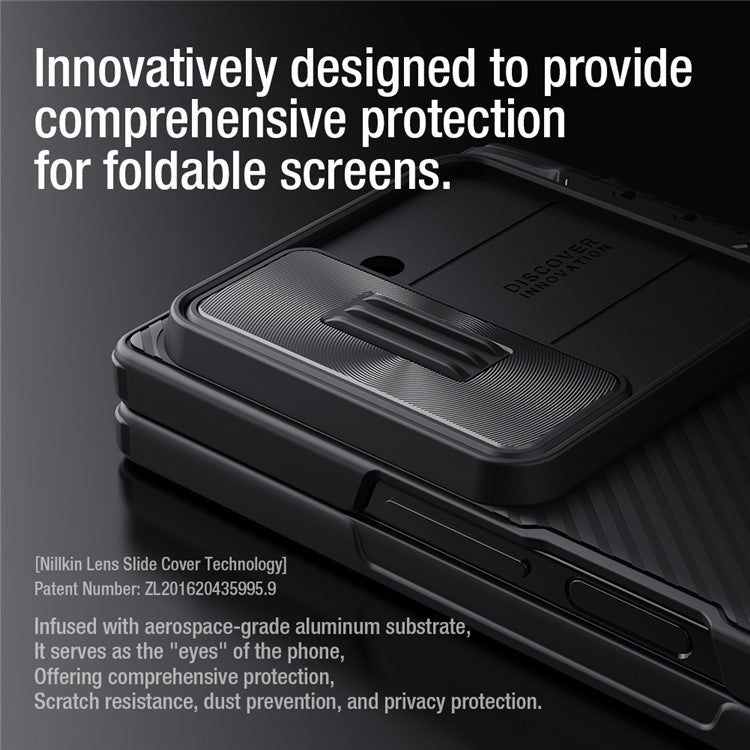 NILLKIN Camshield Fold Case for Samsung Galaxy Z Fold6 5G TPU+PC Kickstand Phone Cover Slide Camera Lid - Black