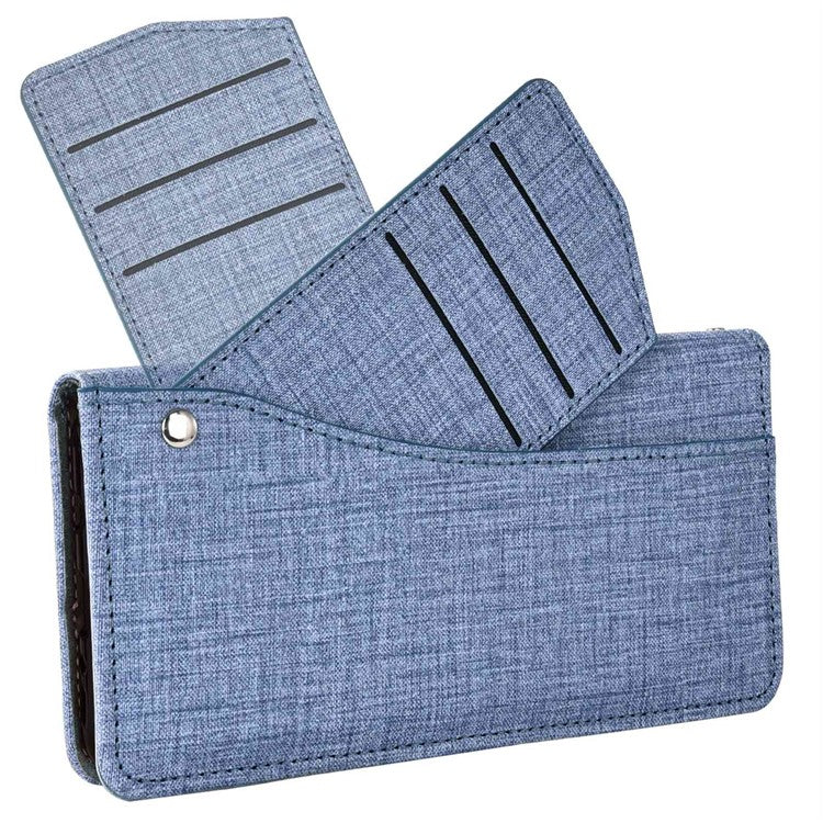 For Google Pixel 6a Jeans Cloth Texture PU Leather Stand Cover Built-in Rotating Card Slot Phone Case Wallet - Blue