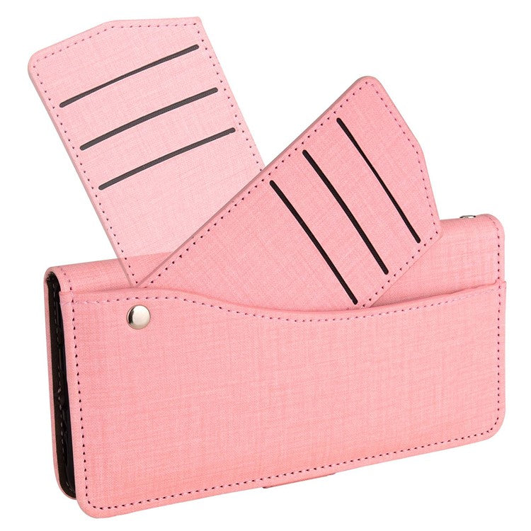 For Google Pixel 6a Jeans Cloth Texture PU Leather Stand Cover Built-in Rotating Card Slot Phone Case Wallet - Pink