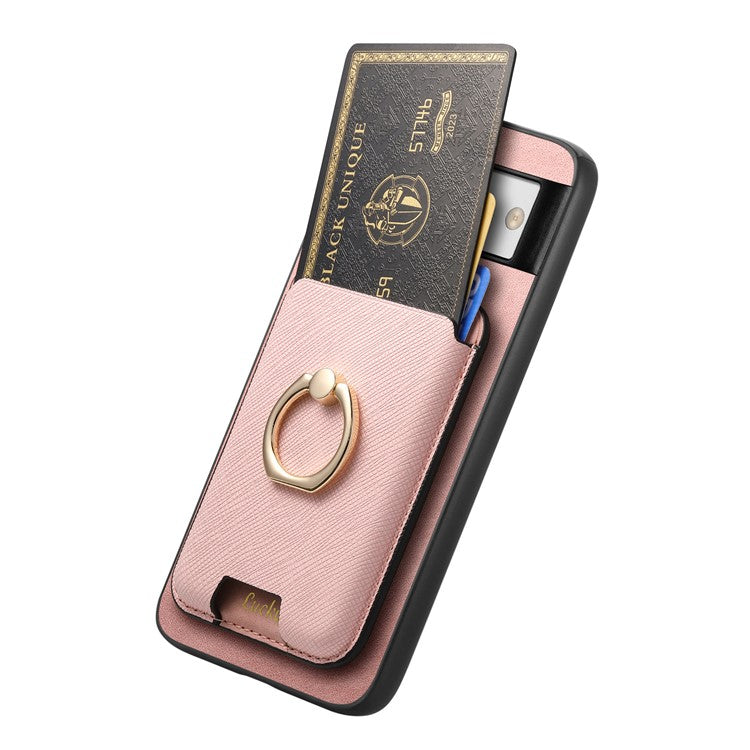 For Google Pixel 8a Case Detachable Magnetic Card Bag Leather+TPU Phone Cover - Rose Gold