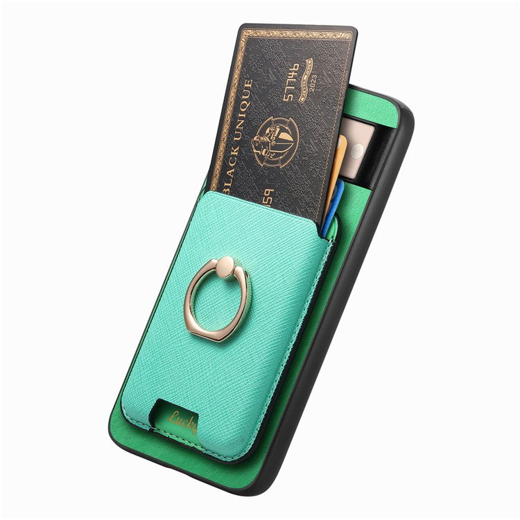 For Google Pixel 8 Case Card Holder Detachable Leather Coated TPU Phone Cover - Green