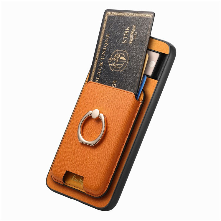 For Google Pixel 8 Case Card Holder Detachable Leather Coated TPU Phone Cover - Orange