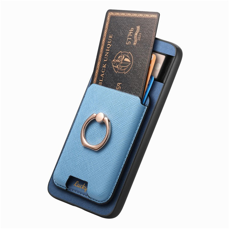 For Google Pixel 8 Case Card Holder Detachable Leather Coated TPU Phone Cover - Blue