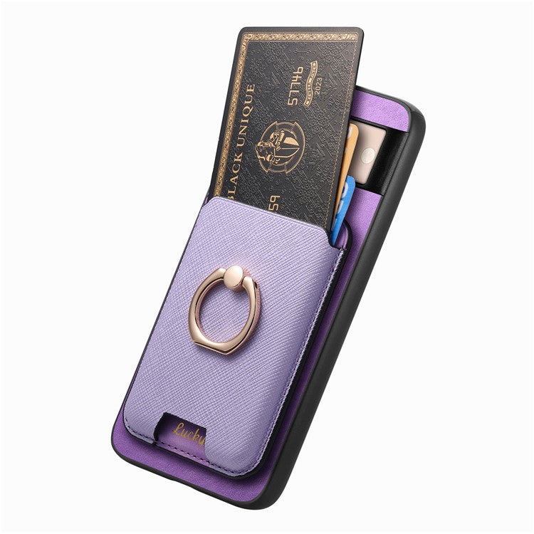 For Google Pixel 8 Case Card Holder Detachable Leather Coated TPU Phone Cover - Purple