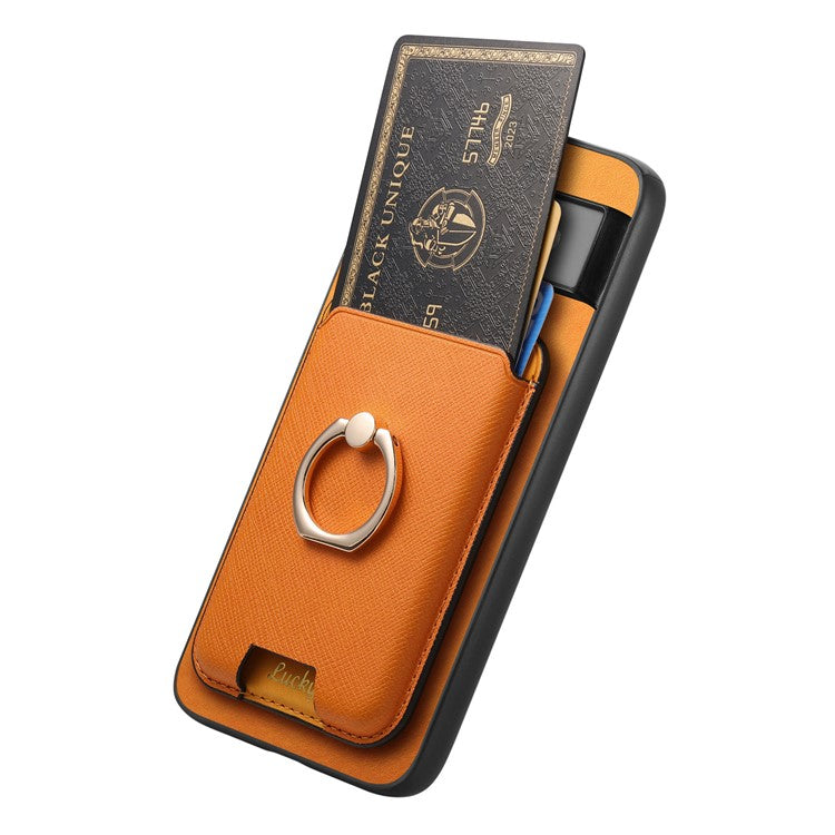 For Google Pixel 7 5G Case Magnetic Card Bag Leather+TPU Skin-Touch Phone Cover - Orange