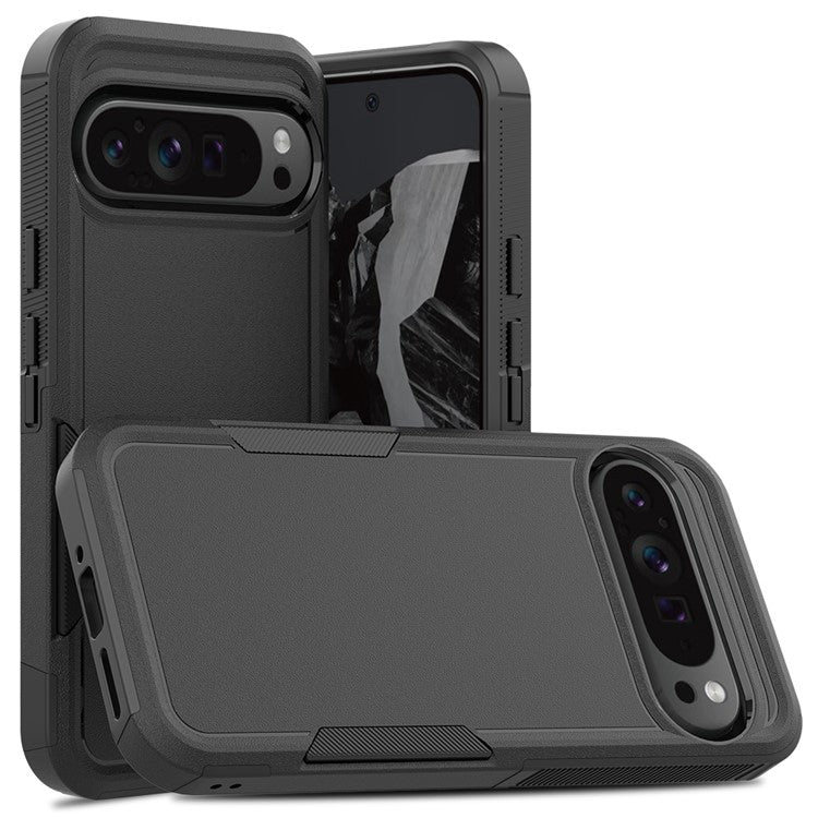 For Google Pixel 9 Pro XL Case PC+TPU 2-in-1 Shockproof Phone Cover - Black