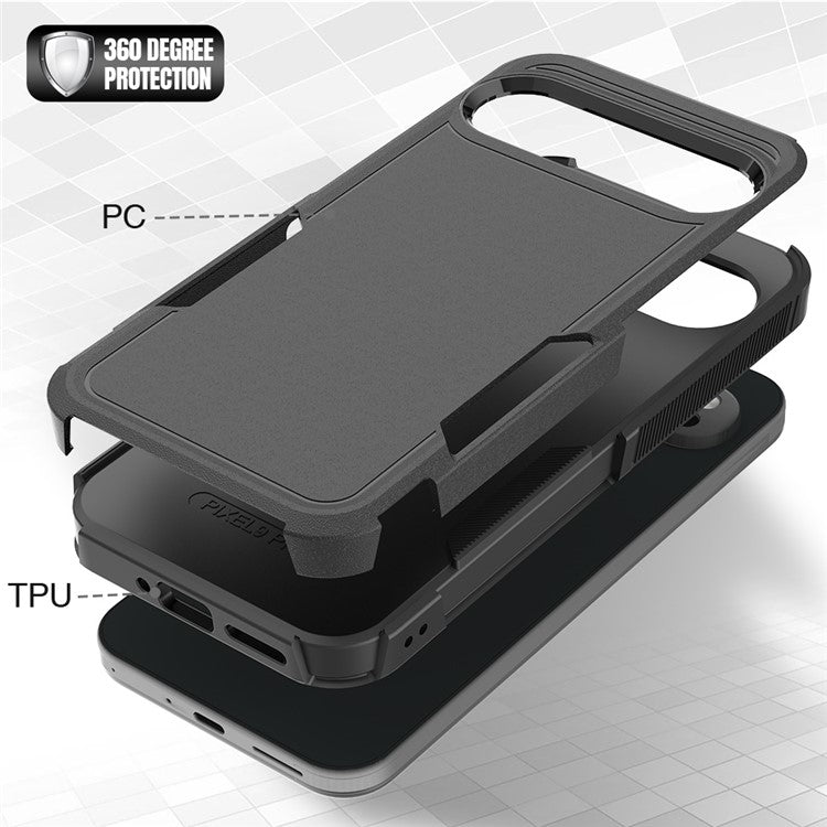 For Google Pixel 9 Pro XL Case PC+TPU 2-in-1 Shockproof Phone Cover - Black