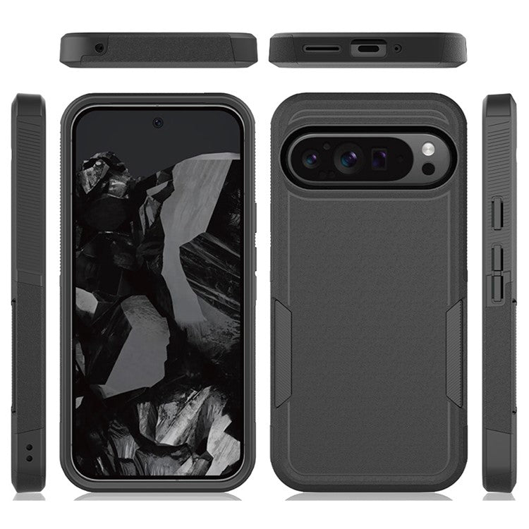 For Google Pixel 9 Pro XL Case PC+TPU 2-in-1 Shockproof Phone Cover - Black