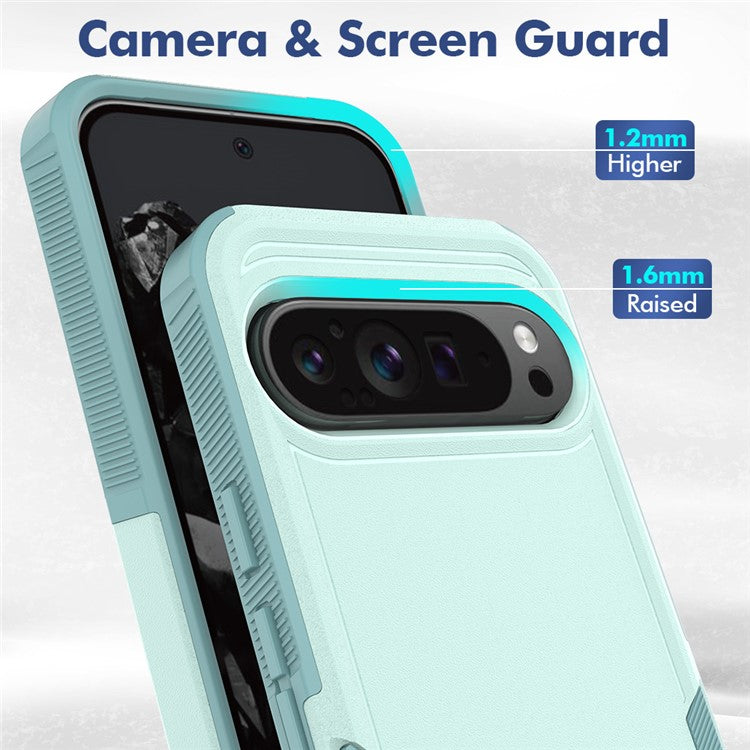 For Google Pixel 9 Pro XL Case PC+TPU 2-in-1 Shockproof Phone Cover - Mint Green