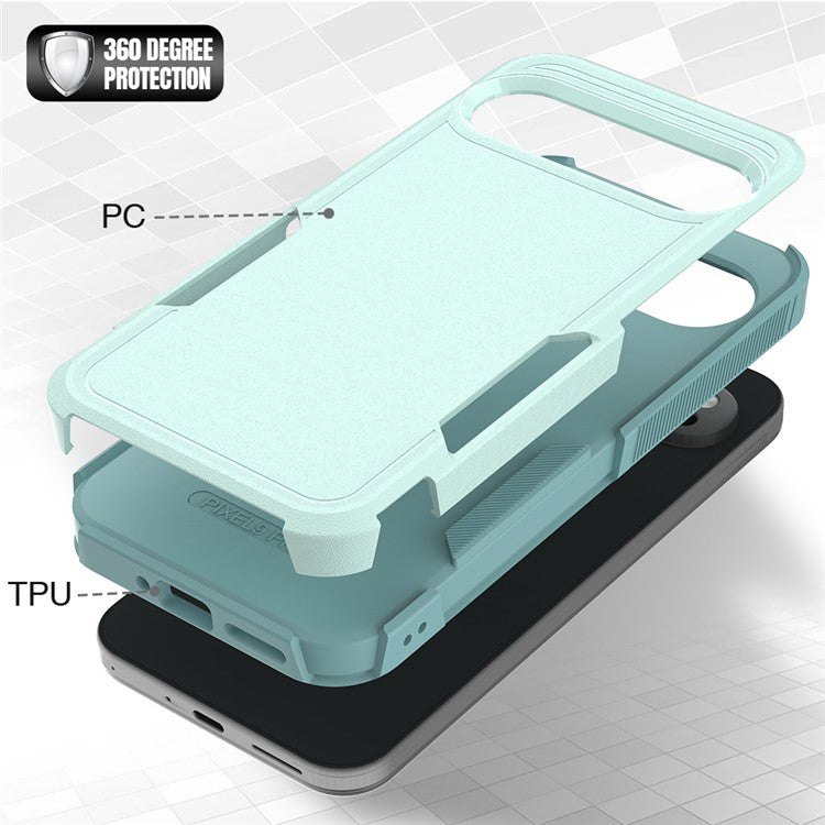 For Google Pixel 9 Pro XL Case PC+TPU 2-in-1 Shockproof Phone Cover - Mint Green