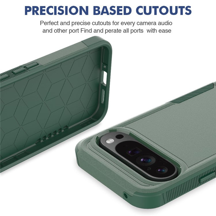 For Google Pixel 9 Pro XL Case PC+TPU 2-in-1 Shockproof Phone Cover - Dark Green