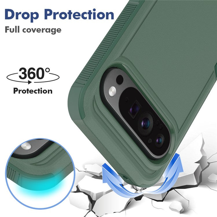 For Google Pixel 9 Pro XL Case PC+TPU 2-in-1 Shockproof Phone Cover - Dark Green