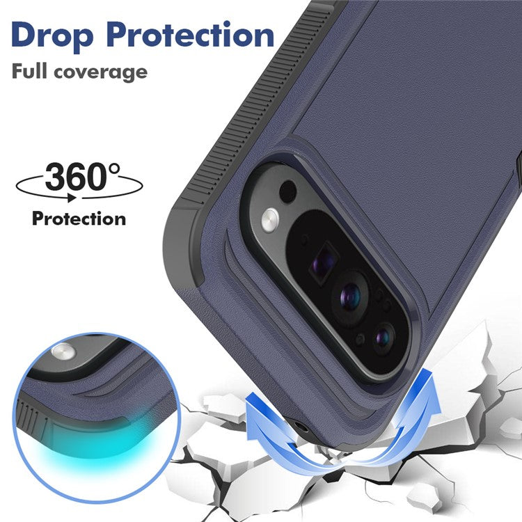 For Google Pixel 9 Pro XL Case PC+TPU 2-in-1 Shockproof Phone Cover - Dark Blue