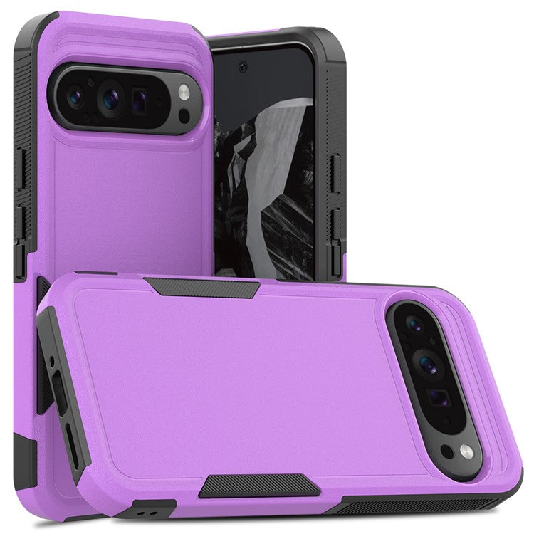 For Google Pixel 9 Pro XL Case PC+TPU 2-in-1 Shockproof Phone Cover - Purple