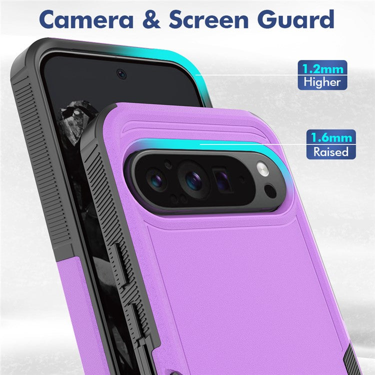 For Google Pixel 9 Pro XL Case PC+TPU 2-in-1 Shockproof Phone Cover - Purple