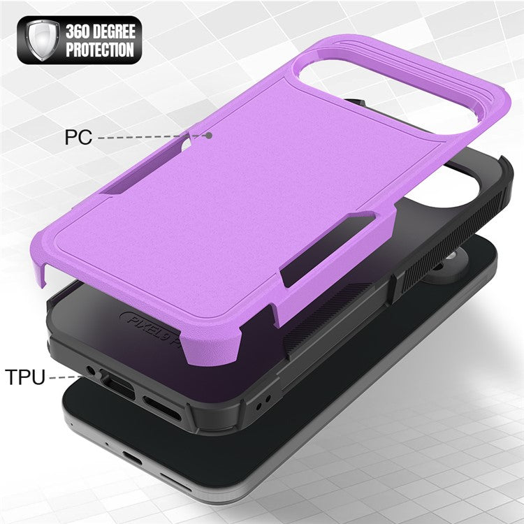 For Google Pixel 9 Pro XL Case PC+TPU 2-in-1 Shockproof Phone Cover - Purple