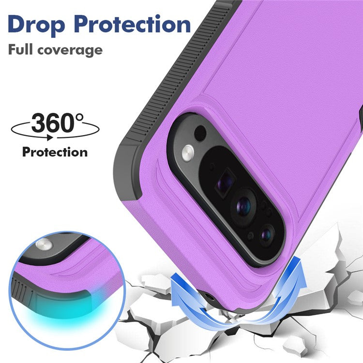 For Google Pixel 9 Pro XL Case PC+TPU 2-in-1 Shockproof Phone Cover - Purple