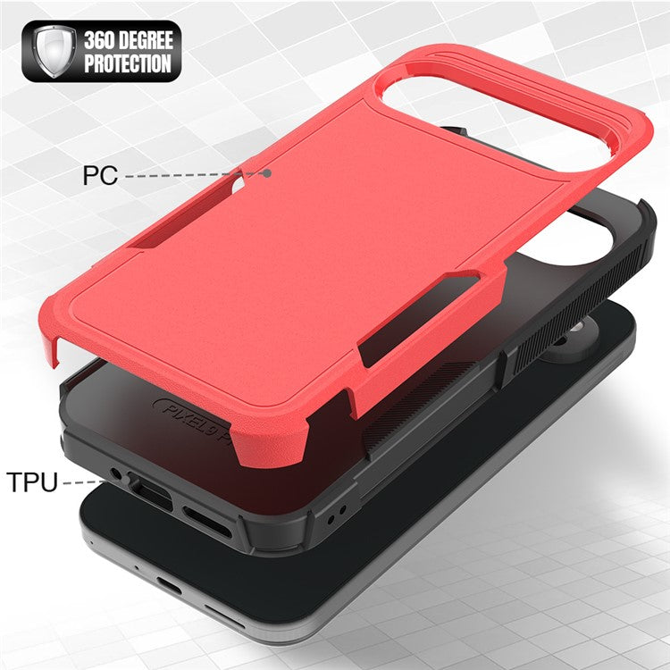 For Google Pixel 9 Pro XL Case PC+TPU 2-in-1 Shockproof Phone Cover - Red