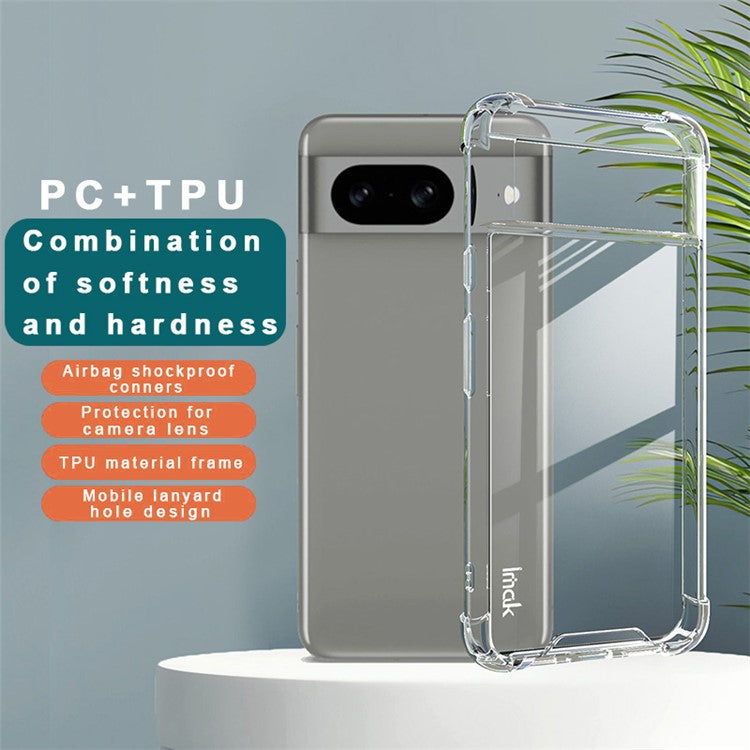 IMAK For Google Pixel 8 Case Transparent PC+TPU Protective Phone Cover