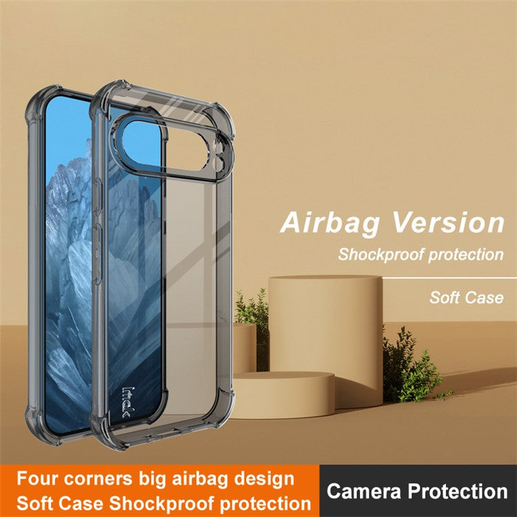 IMAK For Google Pixel 9 Pro XL TPU Case Airbag Corners Shockproof Phone Cover - Transparent Black