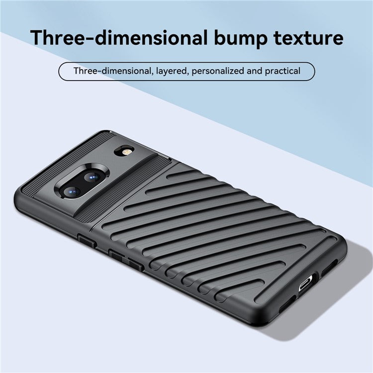 For Google Pixel 7 5G Thunder Series Twill Texture Thickened TPU Case Anti-scratch Cell Phone Cover - Black