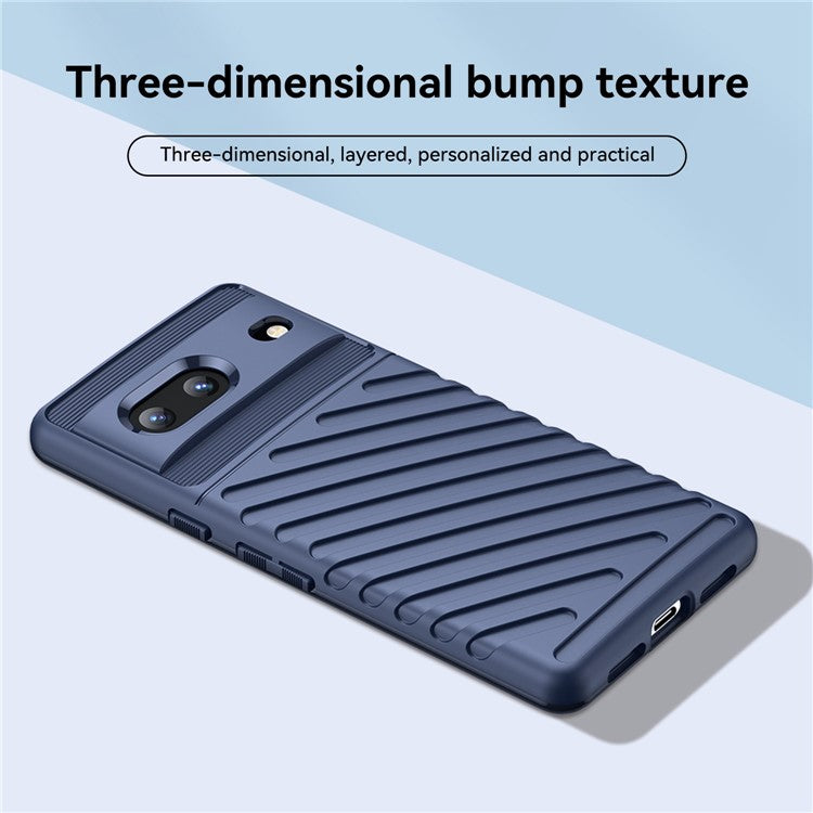 For Google Pixel 7 5G Thunder Series Twill Texture Thickened TPU Case Anti-scratch Cell Phone Cover - Blue