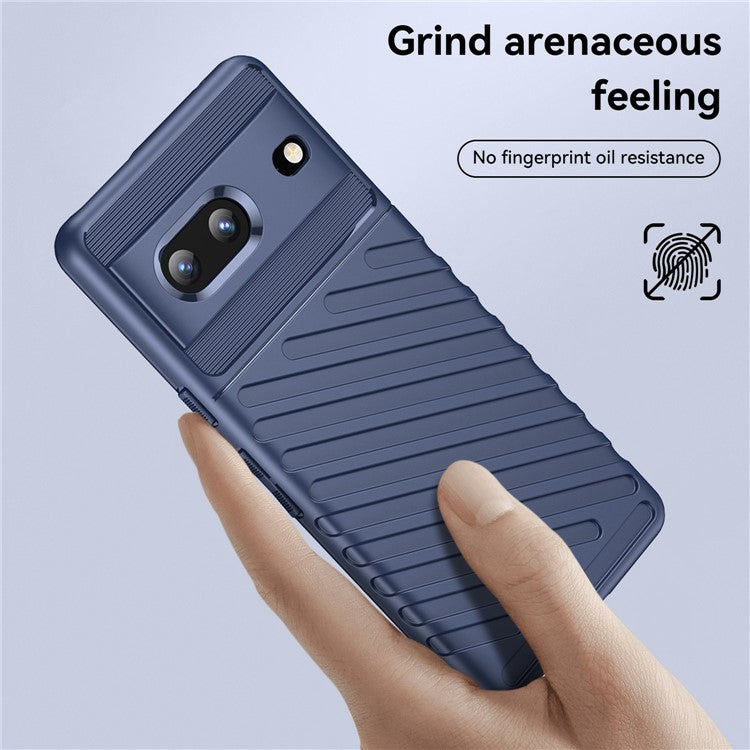 For Google Pixel 7 5G Thunder Series Twill Texture Thickened TPU Case Anti-scratch Cell Phone Cover - Blue