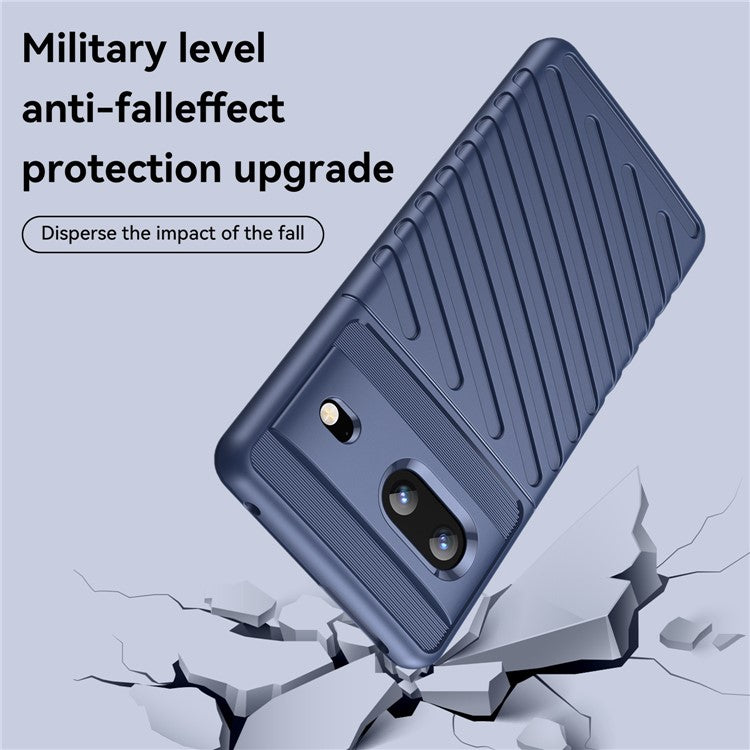 For Google Pixel 7 5G Thunder Series Twill Texture Thickened TPU Case Anti-scratch Cell Phone Cover - Blue