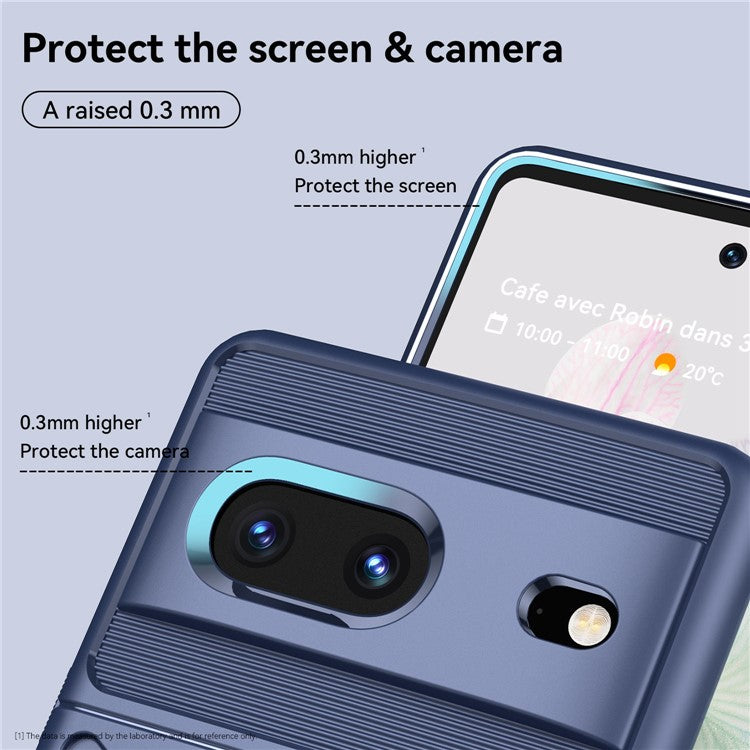 For Google Pixel 7 5G Thunder Series Twill Texture Thickened TPU Case Anti-scratch Cell Phone Cover - Blue