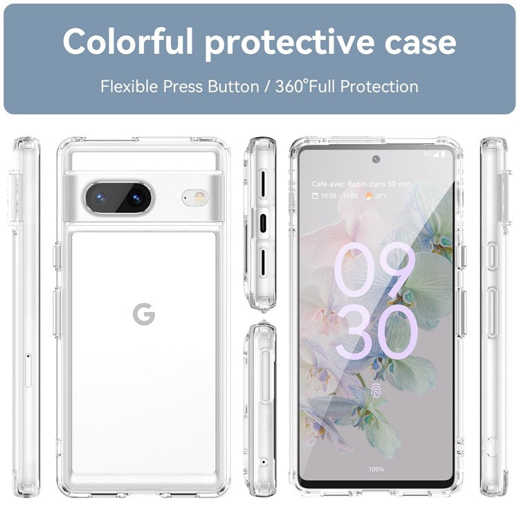 For Google Pixel 7 5G Candy Series Shockproof TPU Phone Case Airbag Corner Cushion Phone Back Cover - Transparent