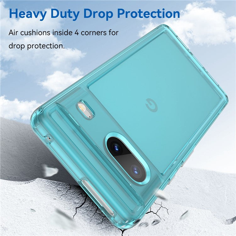 For Google Pixel 7 5G Candy Series Shockproof TPU Phone Case Airbag Corner Cushion Phone Back Cover - Transparent Blue