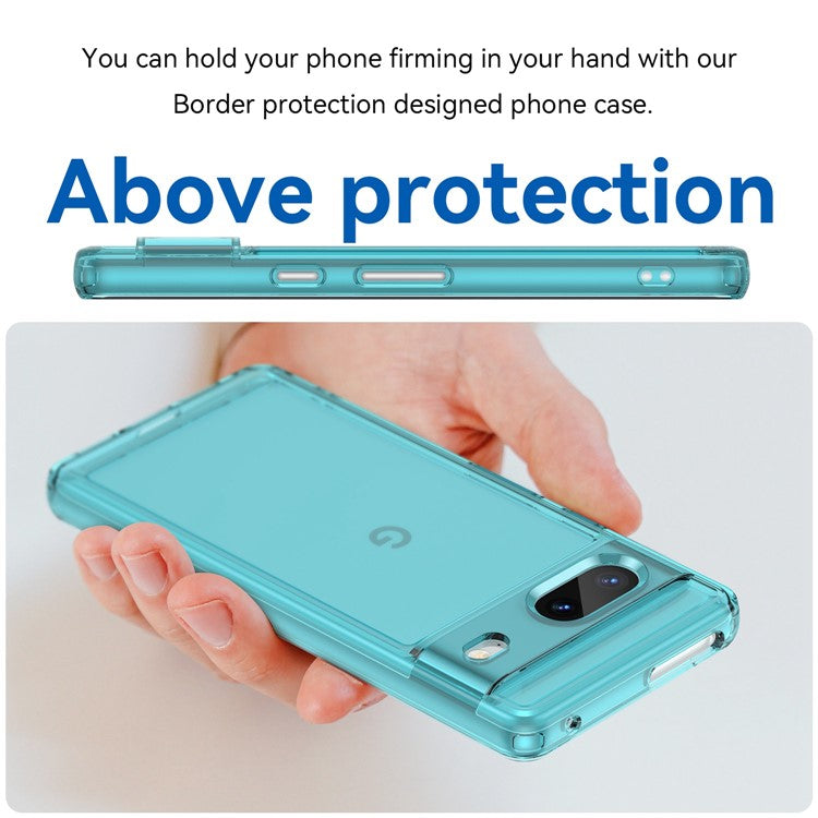 For Google Pixel 7 5G Candy Series Shockproof TPU Phone Case Airbag Corner Cushion Phone Back Cover - Transparent Blue